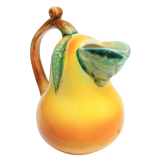 Salute Italia Pear Shaped Juice Pitcher 8.5" Yellow Green Figural Fruit Italy - Picture 1 of 8